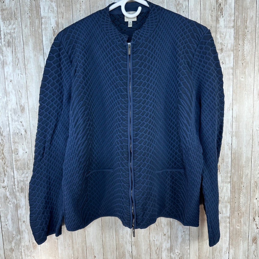 Armani‎ Collezioni Women's Plus Size 16 Navy Blue Athletic Jacket Stretchy Zip